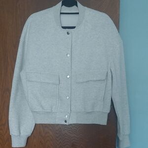 Light Heather Gray Sweatshirt Bomber Jacket